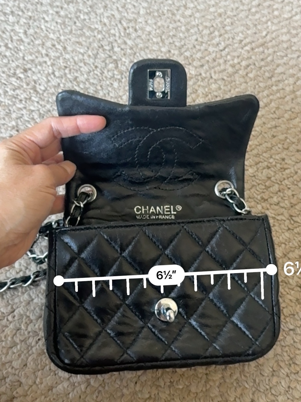 Black Quilted Leather Crossbody with Silver-Tone CC Lock - Picture 6 of 11